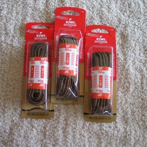 Kiwi | Outdoor Laces Round Black/Sand 60" 3 pkgs.  NWT